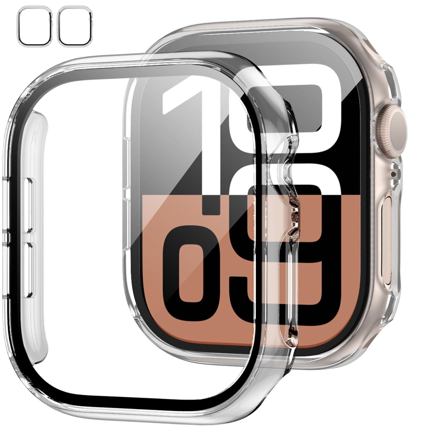 JZK Screen Protector Case for Apple Watch Series 11/10 42mm,Purple+Clear