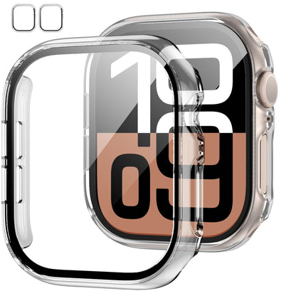 JZK Screen Protector Case for Apple Watch Series 11/10 42mm,Purple+Clear
