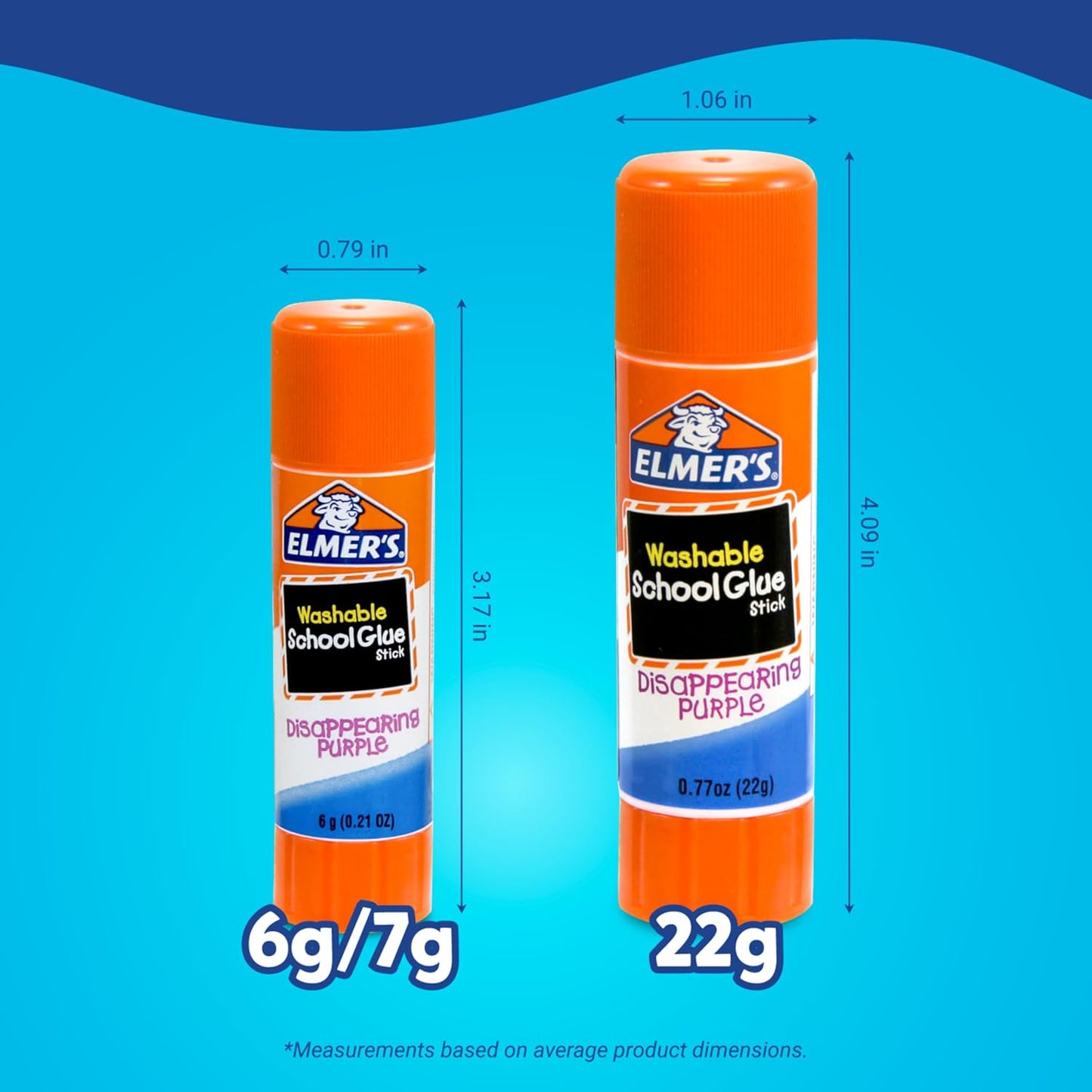 Elmer's Disappearing Purple School Glue Sticks, Washable, 22 Grams, 3 Count - Poster, Vision Board, Back to School Supplies, #1 Teacher Brand