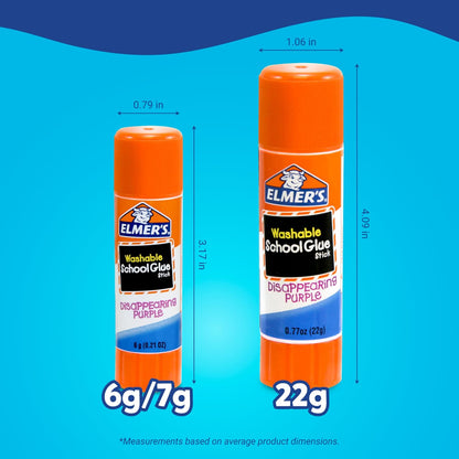 Elmer's Disappearing Purple School Glue Sticks, Washable, 22 Grams, 3 Count - Poster, Vision Board, Back to School Supplies, #1 Teacher Brand