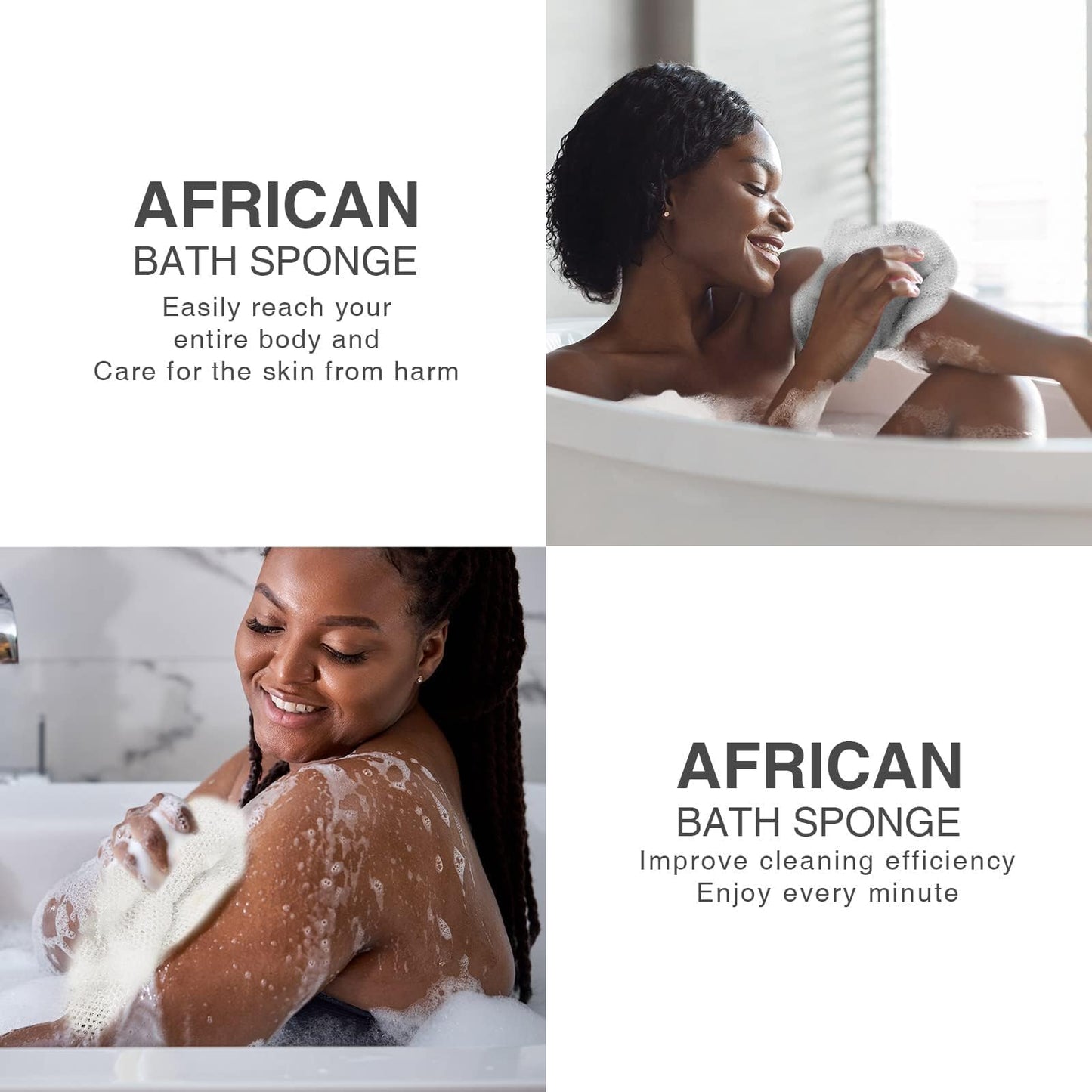 UJFQBH African Net Sponge Authenti, Exfoliating Body Scrubber for Back and Hard to Reach Areas, Gentle Daily Exfoliation for Deep Cleansing, Quick Drying Shower Essential, Aqua Grey 3 Pack