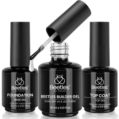 Beetles 2 Pcs 15ml No Wipe Gel Top Coat and Base Coat Set