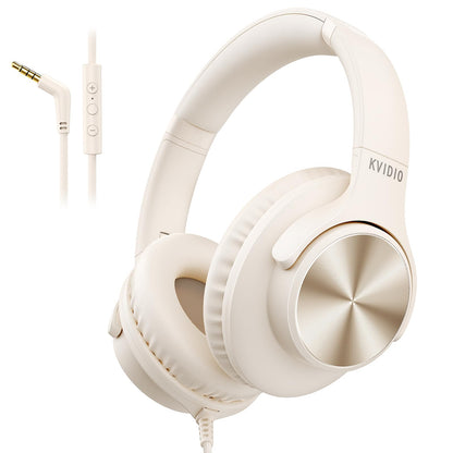 Wired Headphones with Mic, Over-Ear 3.5mm Corded Headphone for School Black