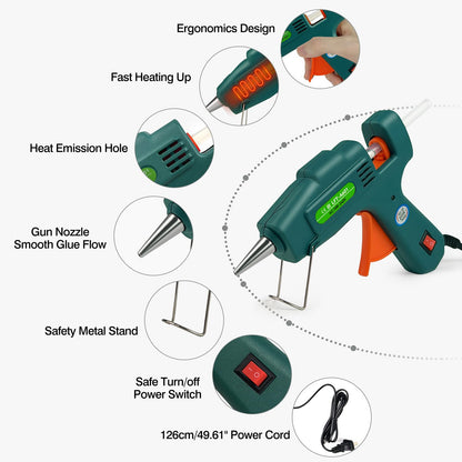 SHJADE Hot Glue Gun with 30 Glue Sticks, 20W Mini Hot Melt Gun Kit(White)