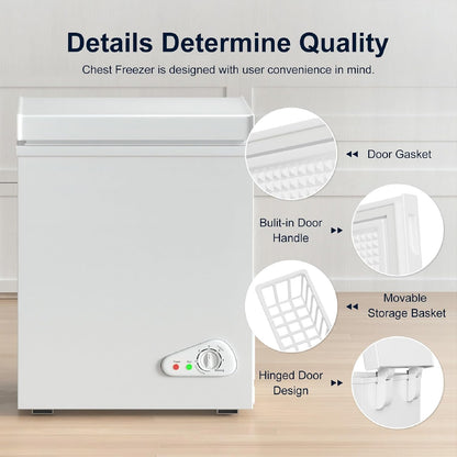 TABU 3.5 Cubic Feet Chest Freezer, Compact Deep Freezer, Black