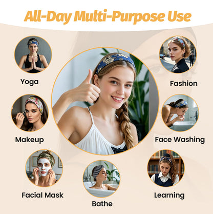 Headbands for Women - 6 Pack Wide Elastic Hair Bands | Stretchy Sweatbands Hair Bands | Soft Sports Thin Head Bands | Non-Slip Accessories Bands for Fashion, Washing Face, Workouts, Yoga, Daily Use