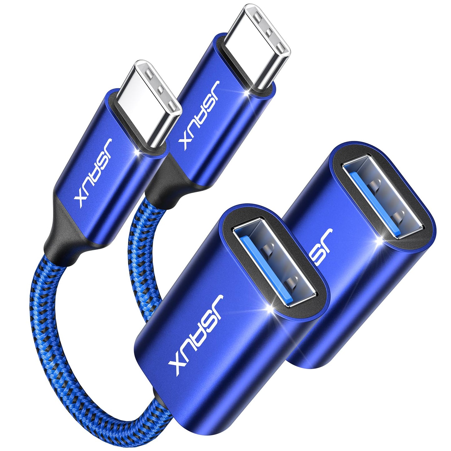 JSAUX USB C to USB 3.0 Adapter [2 Pack], USB C Male to USB Female OTG Cable Adapter Compatible with MacBook Pro/Air, iPhone 17 Pro Max/iPhone Air/16e/16/15 Series, Samsung Galaxy S25/S24/S23-Black