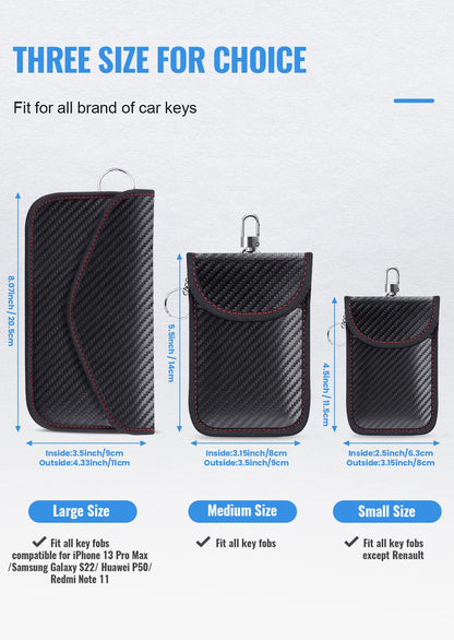 Faraday Pouch for Car Keys, Faraday Bag, Car RFID Signal Blocking Holder, Key Fob Protector, Key fob cage Block Signal Anti-Theft Fob Case Red,M