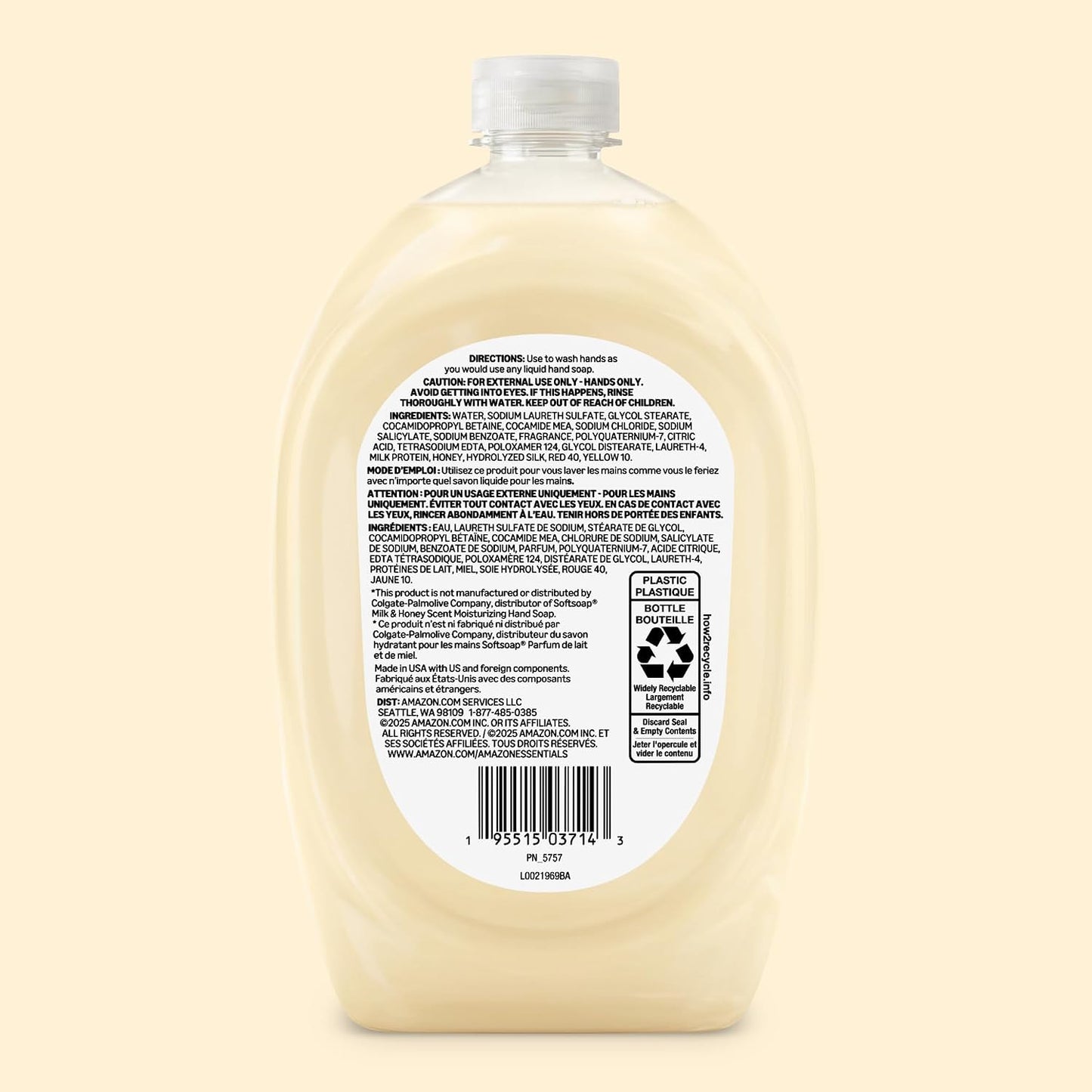 Amazon Basics Liquid Hand Soap Refill, Milk and Honey Scent, Triclosan-Free, pH Balanced, Dermatologist Tested, 50 Fluid Ounces, 2-Pack (Previously Solimo)
