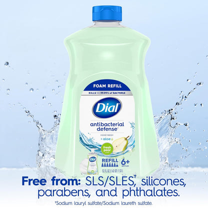 Dial Antibacterial Defense Foaming Hand Soap Refill, Spring Water, 52 Fl Oz