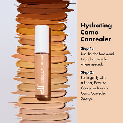 e.l.f. Hydrating Camo Concealer, Covers Blemishes & Under-Eye Circles, Full-Coverage & Delivers A Satin Finish, Vegan & Cruelty-Free, Light Ivory