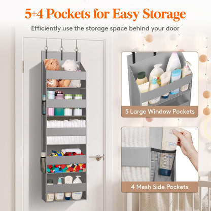 Lifewit 1 Pack Over the Door Organizer, 5 Section Hanging Storage, Beige