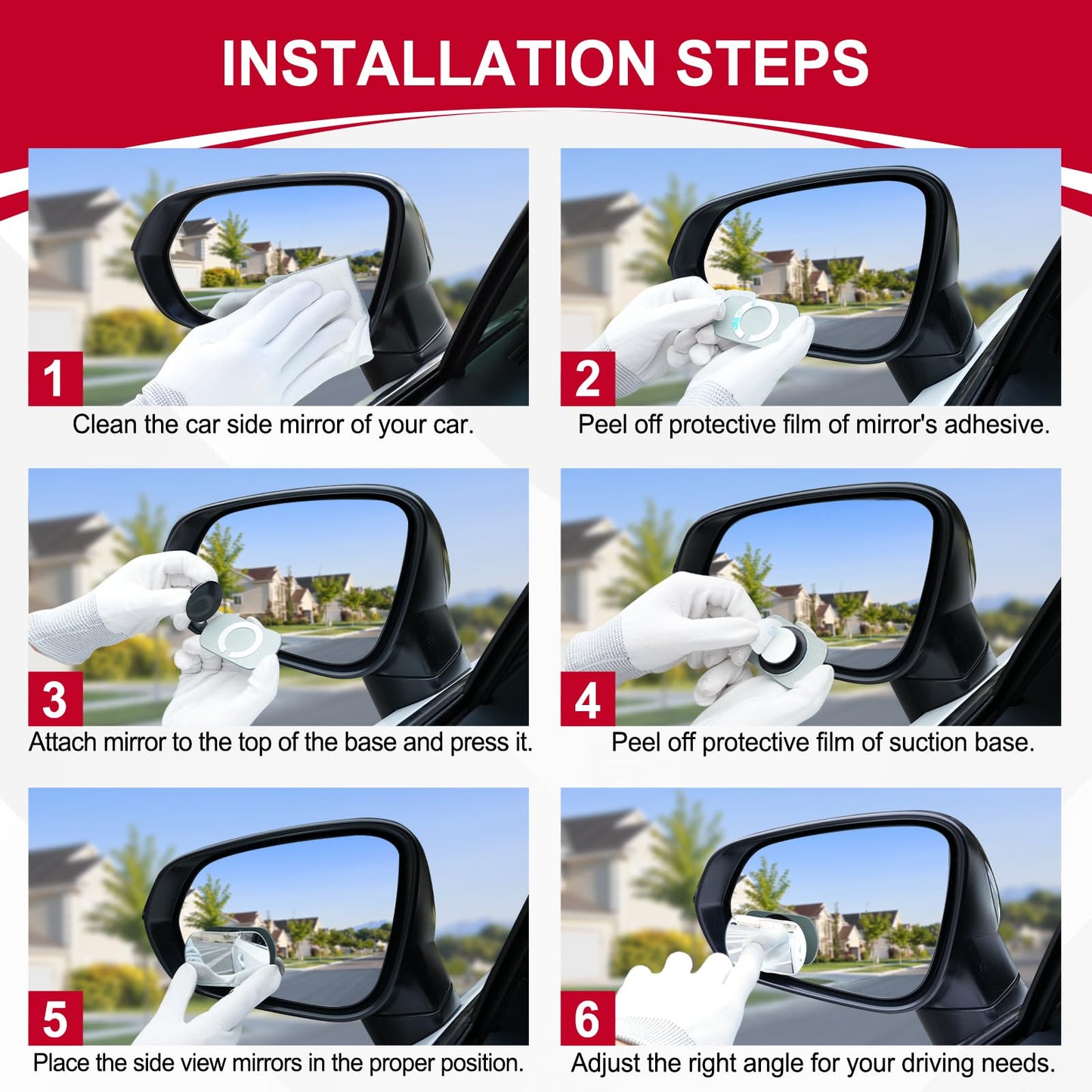 LivTee Blind Spot Mirror, 2" Round HD Glass Frameless Convex Rear View Mirrors Exterior Accessories with Wide Angle Adjustable Stick for Car SUV and Trucks, Pack of 2