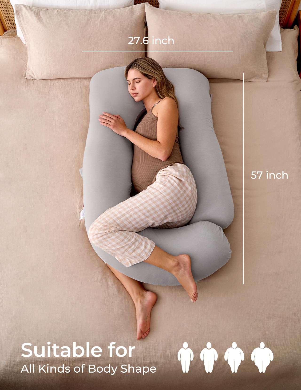 Momcozy Pregnancy Pillow for Sleeping - U Shaped Full Body Maternity Pillow