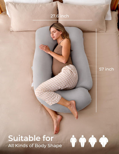 Momcozy Pregnancy Pillow for Sleeping - U Shaped Full Body Maternity Pillow