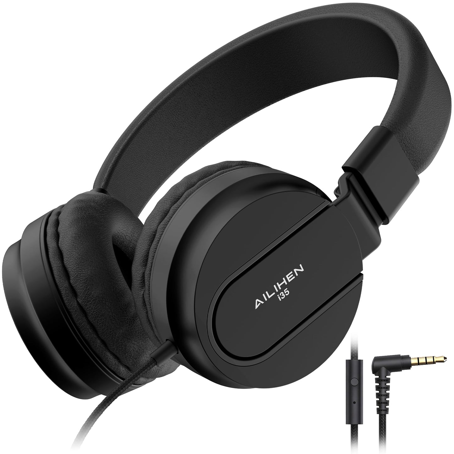 AILIHEN I35 Kids Headphones for School with Mic, 93dB Safe Volume, Orange