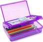 Double Layer Plastic Clear Hard Colored Pencil Box Case Pen Crayon Box