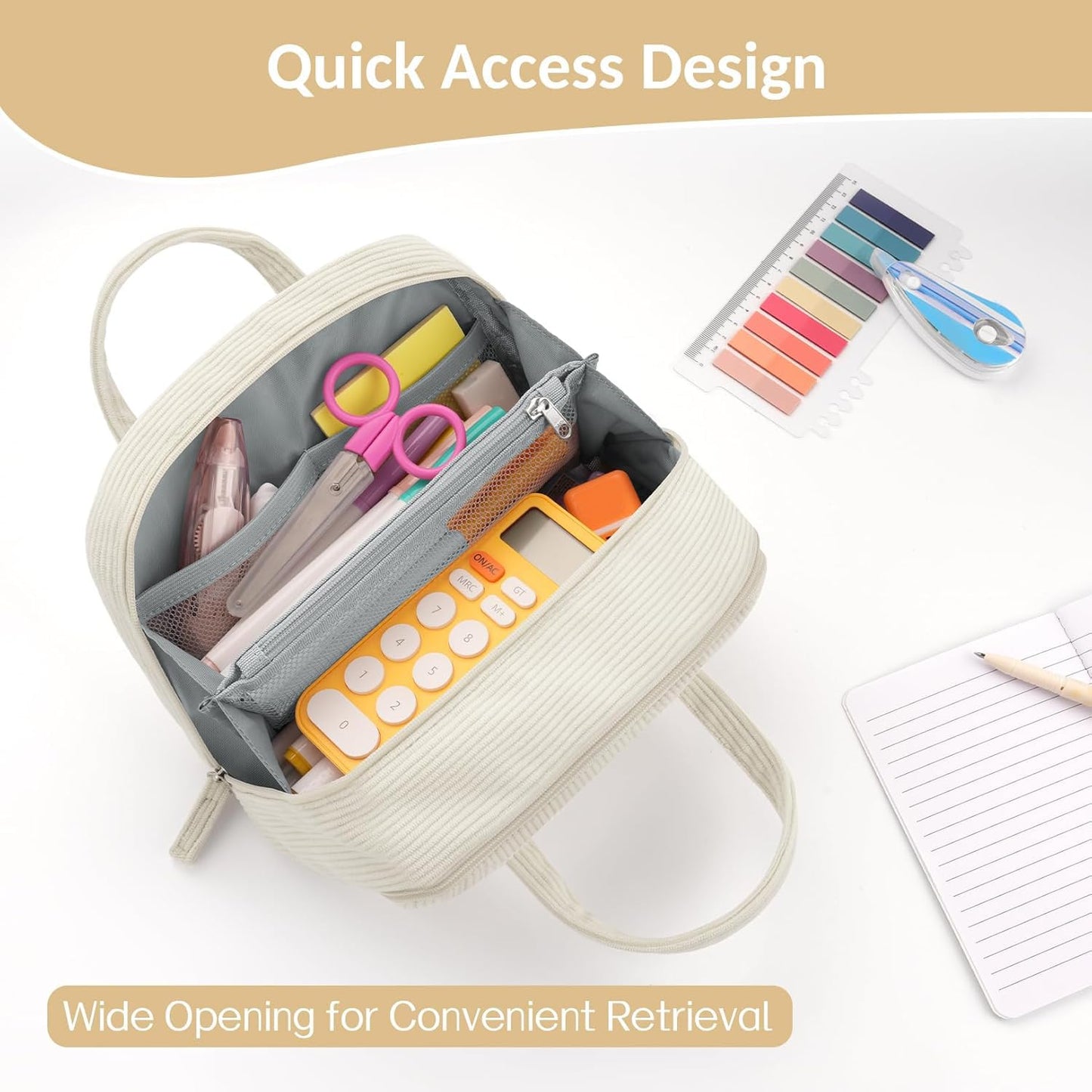Sooez Large Pencil Case Pouch, Extra Big Pencil Bag with 5 Compartments