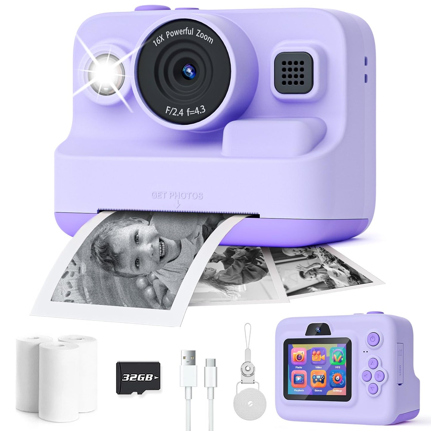 Dylanto Kids Camera Instant Print,1080P Kids Instant Cameras that Print Photos,Christmas Birthday Gifts for Girls Age 3-12,Portable Toy for 3 4 5 6 7 8 9 10 Year Old Girls Boys Pink
