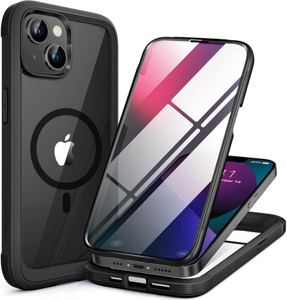 miracase for iPhone 17e Case & iPhone 16e Case, Full-Body Phone with Built-in Glass Screen Protector, [Magnetic with MagSafe] Military Drop Proof 17 E/ 16 E Cover Bumper 6.1 inch, Black