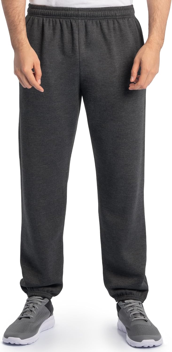 Fruit of the Loom Eversoft Fleece Elastic Bottom Sweatpants with Pockets, Relaxed Fit, Moisture Wicking, Breathable