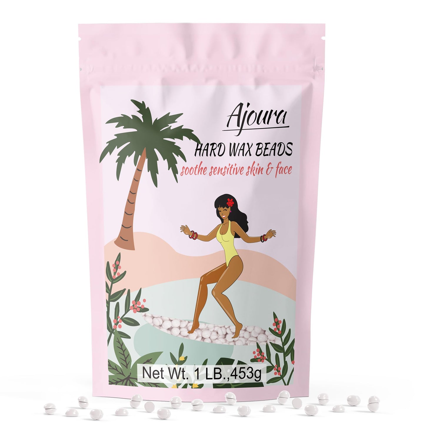 Ajoura 1 lb Hard Wax Beads for Hair Removal, Chamomile Wax Beans, Blue