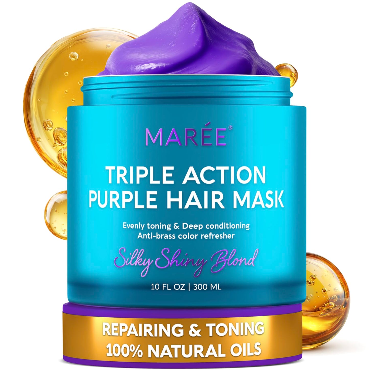 MAREE Deep Conditioning Hair Mask for Damaged Hair Treatment – Keratin Hair Care for Hydrating Growth Repair Moisturizing – Dry Curly Color Refreshing – 10 Fl Oz, White