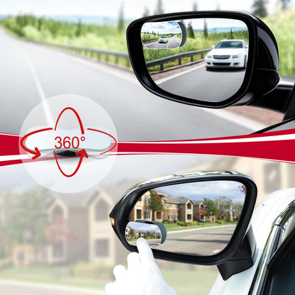 LivTee Blind Spot Mirror, 2" Round HD Glass Frameless Convex Rear View Mirrors Exterior Accessories with Wide Angle Adjustable Stick for Car SUV and Trucks, Pack of 2