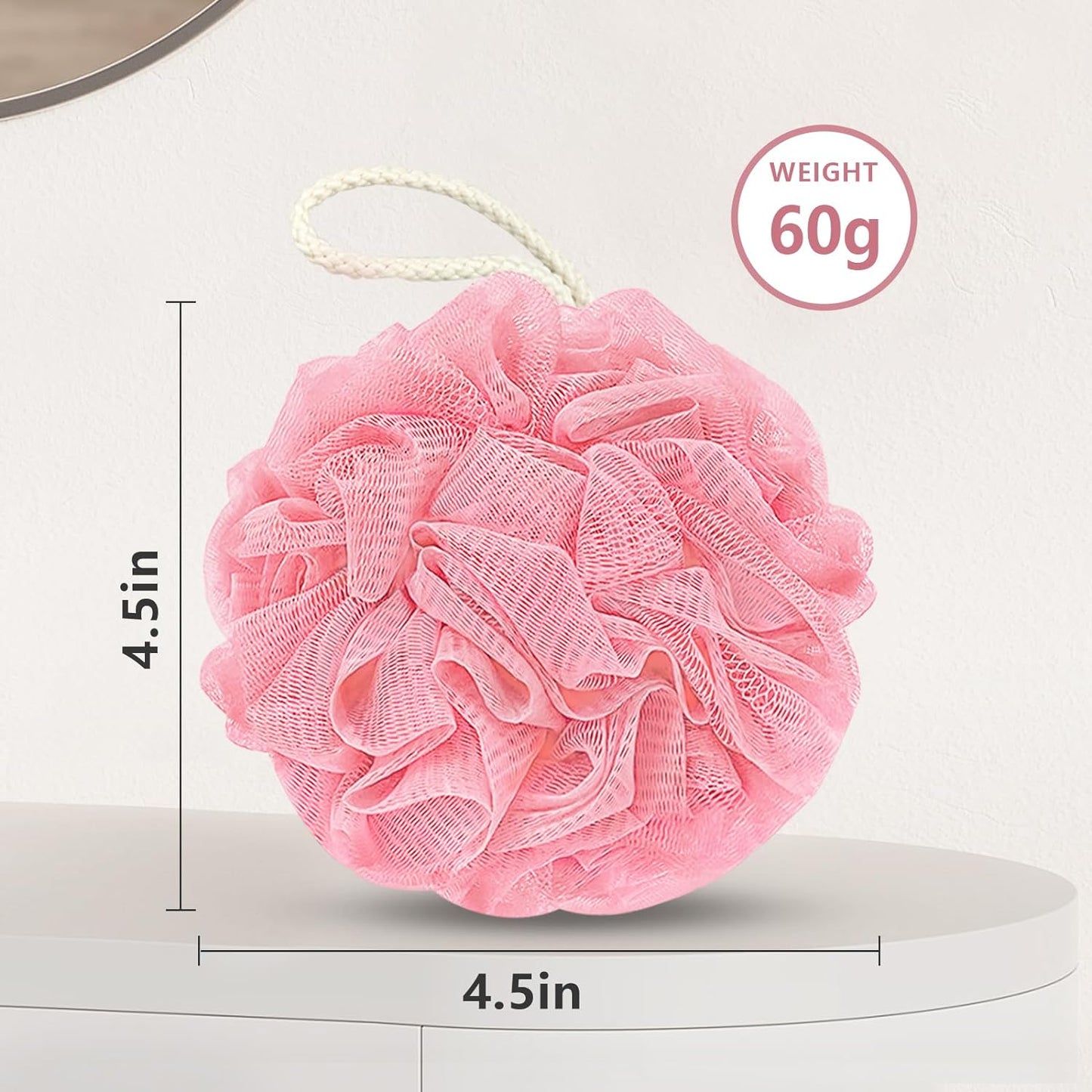 Rnoafmu Shower Loofah Bath Sponge, 60G Exfoliating Body Scrubber 4 Pack