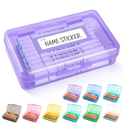 Clear Plastic Hard Pencil box Case with Personalized Sticker for Girl Boy