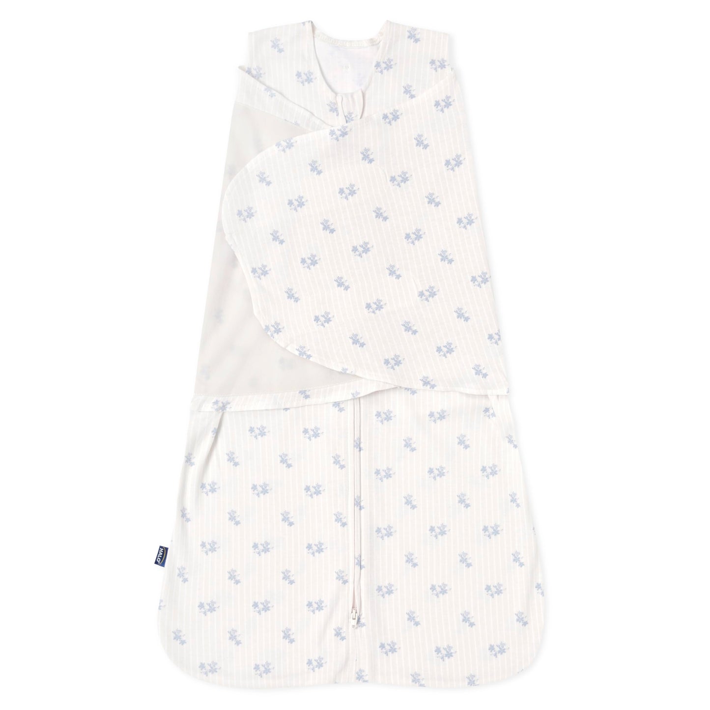 HALO 100% Cotton Sleepsack Swaddle, 3-Way Adjustable Wearable Blanket, TOG 1.5, Baby Blue, Newborn, 0-3 Months