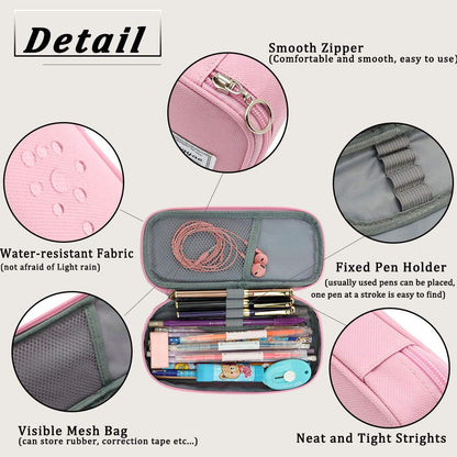 FUXINGYAO Pencil Case, Multi- Slot Pencil Pouch, Portable Pencil Bag, Pen Case for& Office(Black)