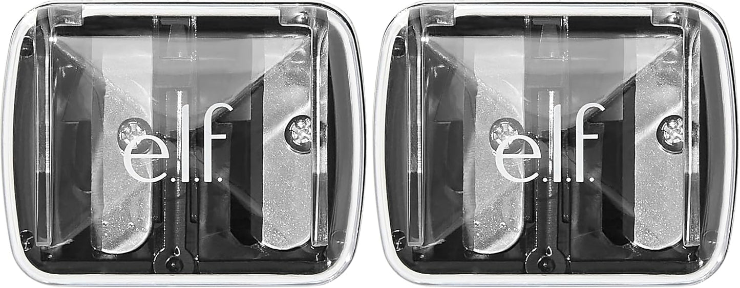 e.l.f., Dual-Pencil Sharpener, Convenient, Essential Tool, Sharpens, Easy To Clean, Travel-Friendly, Compact, Includes Bonus Small Sharpener