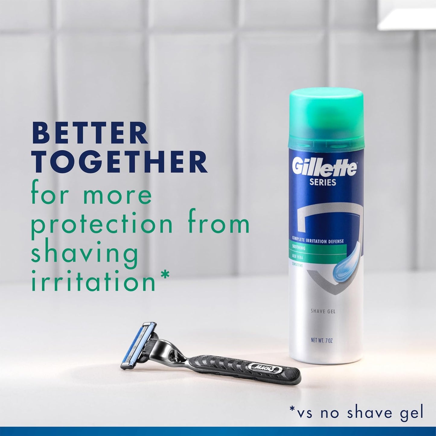 Gillette Series 3X Action Shave Gel, Sensitive Twin Pack, 7 Oz (Pack of 2)