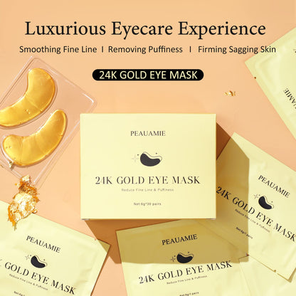 PEAUAMIE Under Eye Patches Gold and Hyaluronic Acid for puffy eyes,Rose Eye Masks for Dark Circles and Puffiness skin care Smooth Wrinkles products 30 Pairs