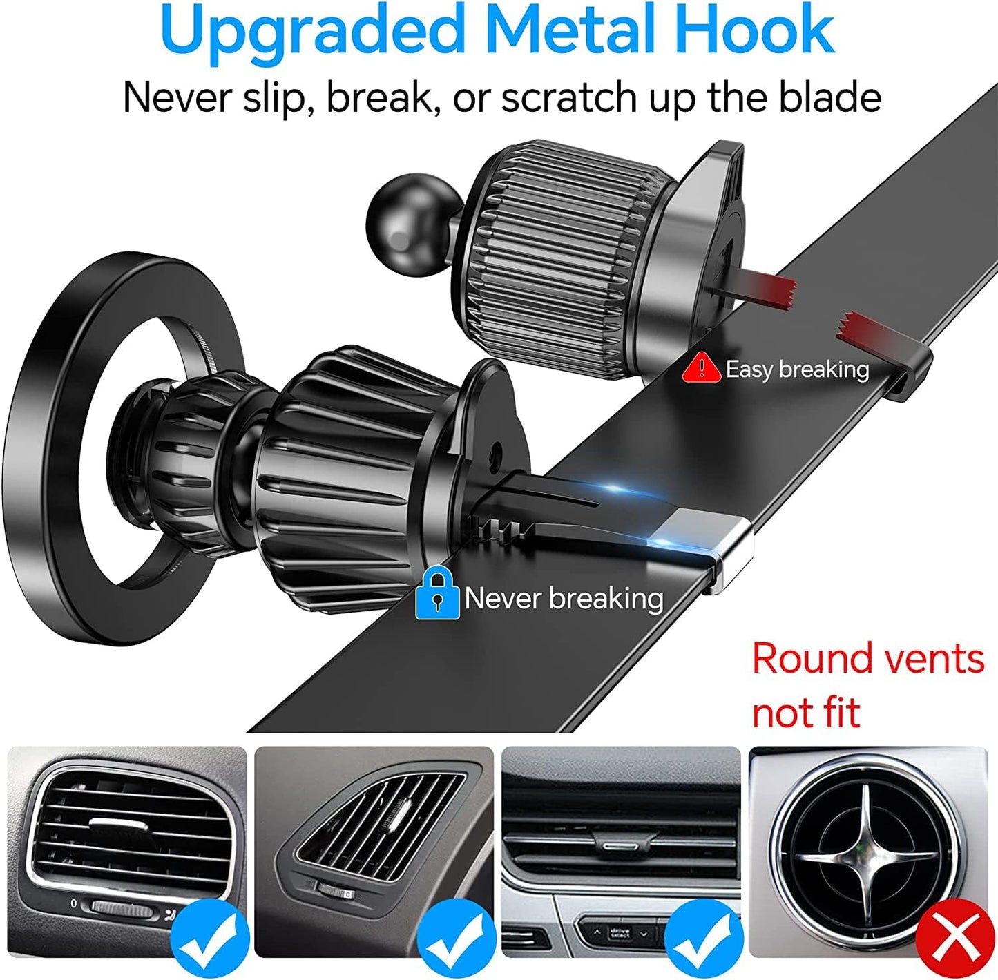 for iPhone Magsafe car Mount【20 Strong Magnets】Magnetic Phone Holder for Car Dashboard【360° Rotation】Hands Free Car Phone Holder Mount Dash Fit iPhone 15 14 13 12 Pro Max Plus MagSafe Car Accessories