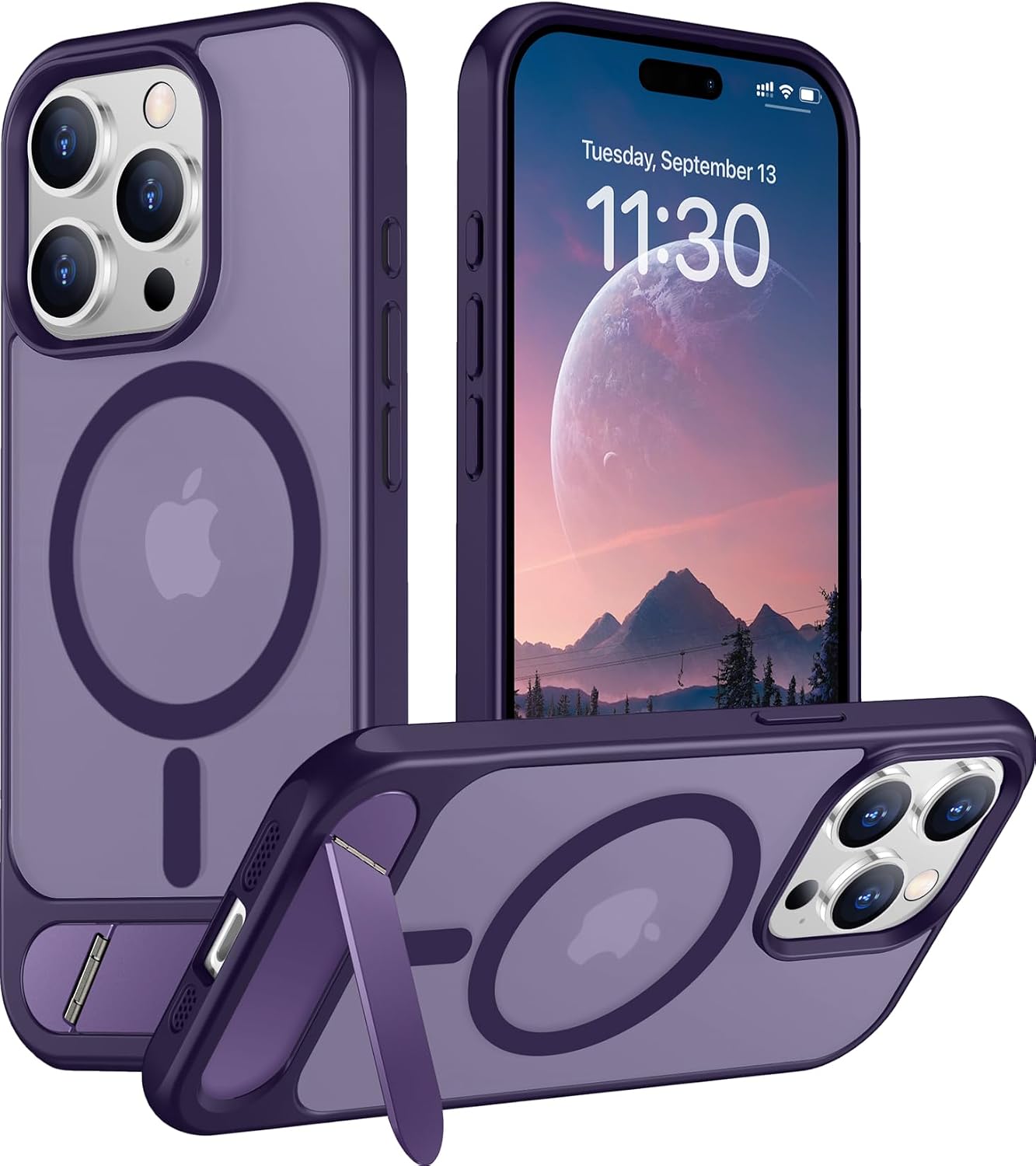 Magnetic Compatible with iPhone 14 Pro Max Case, [Built-in Invisible Kickstand][Compatible with MagSafe] [Military Grade Shockproof] Slim Translucent Matte Phone Case for iPhone 14 Pro Max 6.7"
