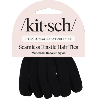 Kitsch Elastic Hair Ties No Damage | Stretchable Hair Bands - Neutral 12pcs