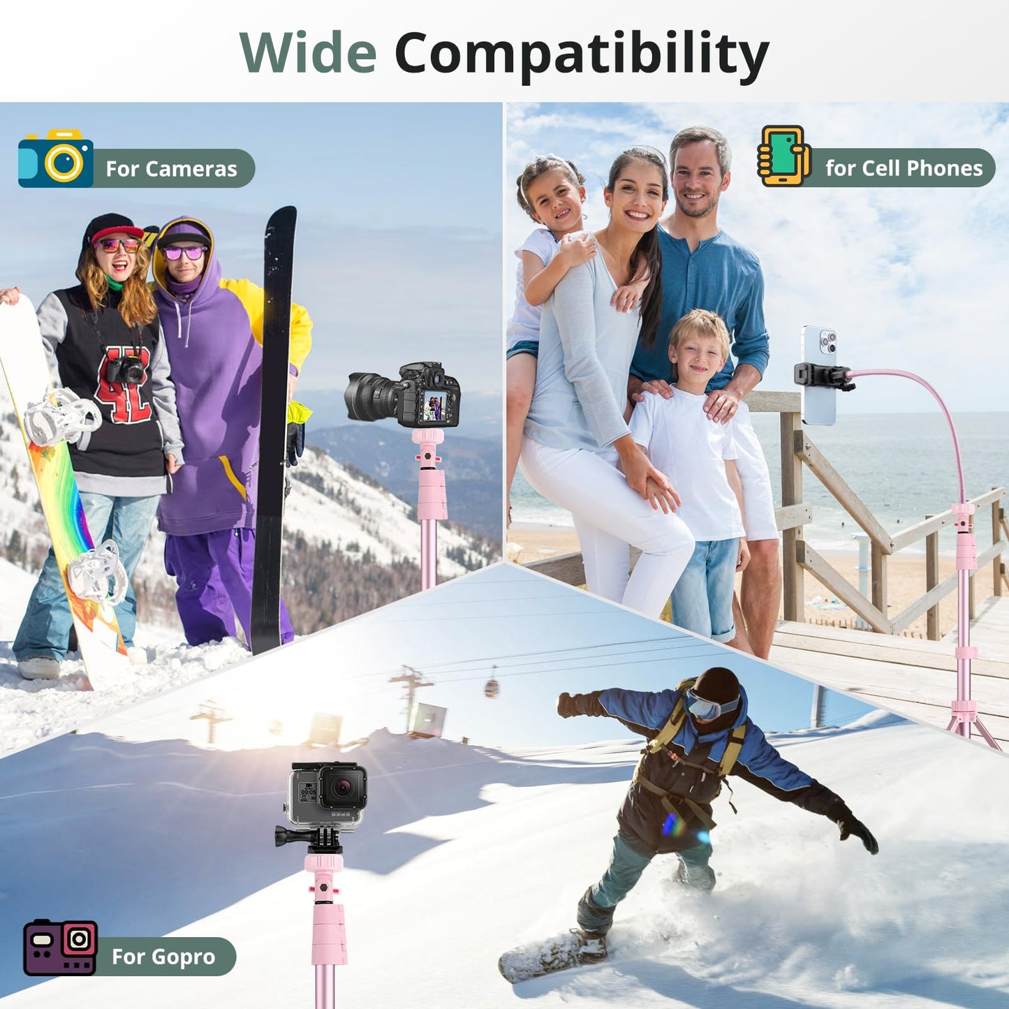 SENSYNE 72" Phone Tripod, Extendable Cell Phone Tripod Stand, Selfie Stick with Wireless Remote and Phone Holder, Compatible with iPhone Android Phone, Camera