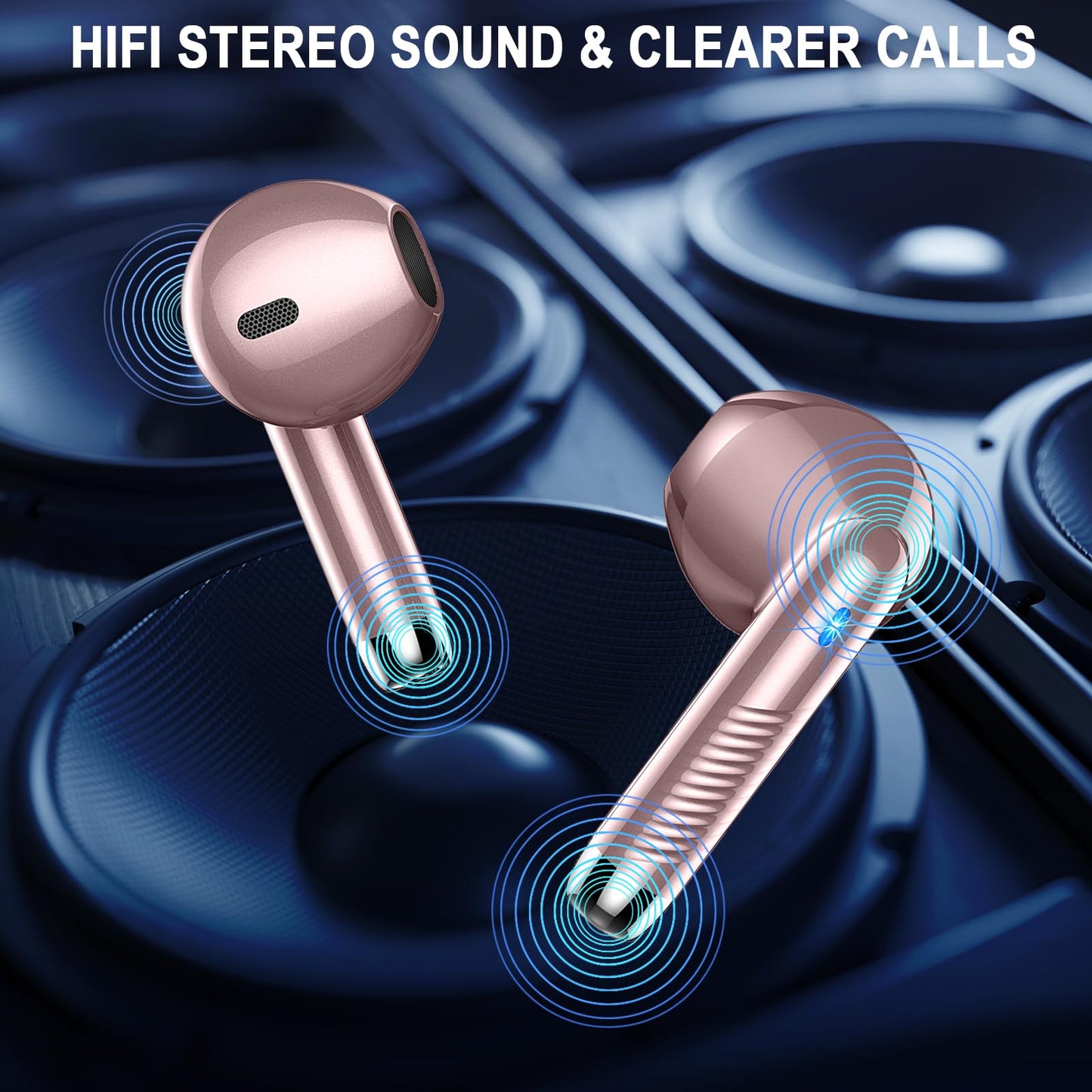 Wireless Earbuds, Bluetooth 5.4 Ear Buds, LED Power Display, 6D Bass Stereo