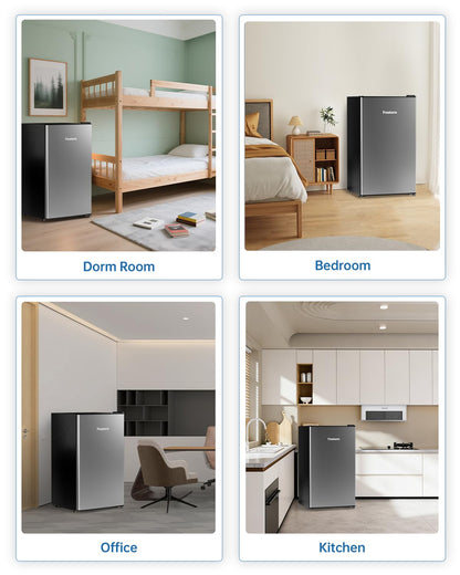 3.2 Cu Ft Mini Fridge with Freezer, Single Door Upright Freezer