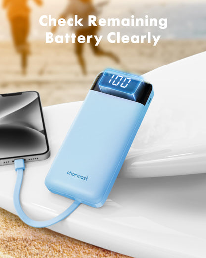 charmast Power Bank Portable Charger with Reinforced Built-in 4 Cables