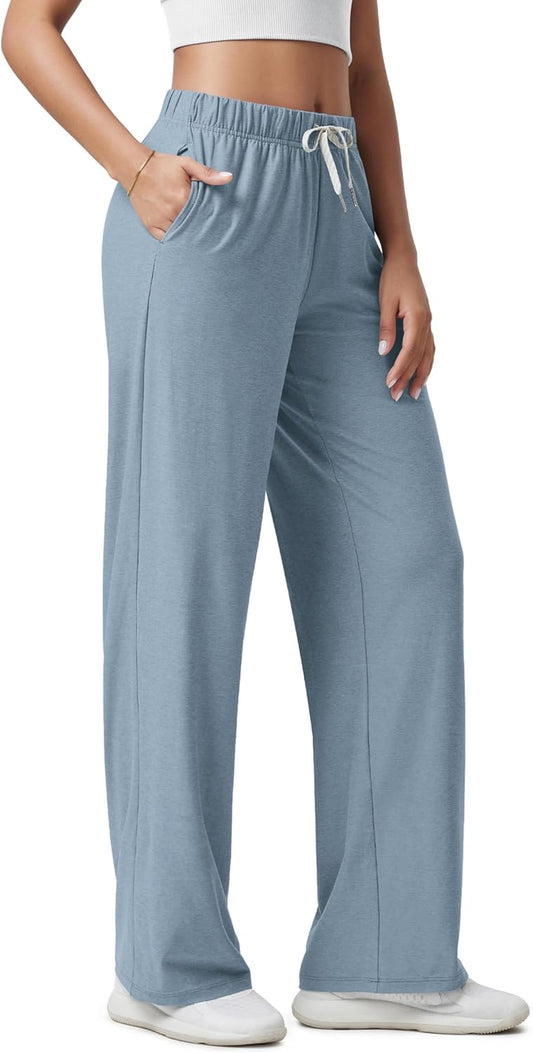 ODODOS Women's Straight Leg Pants Ultra Soft odSTRATUM Tech Relaxed Casual Pajama Lounge Pants with Pockets-27/29/31 Inseam