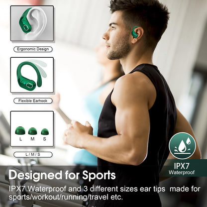 Wireless Earbuds 75H Bluetooth 5.4 Sport Headphones with Earhooks, Black