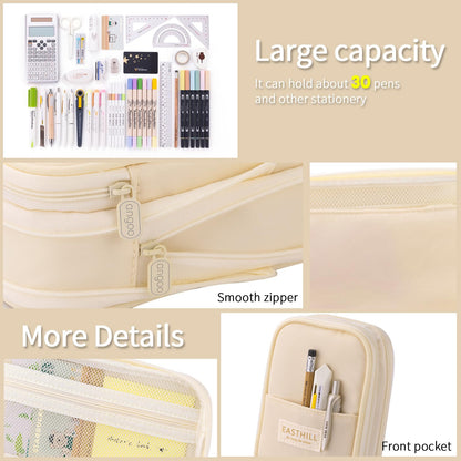 EASTHILL Big Capacity Pencil Case Large Pencil Pouch Stationery Pen Bag for Teen Girls-Green