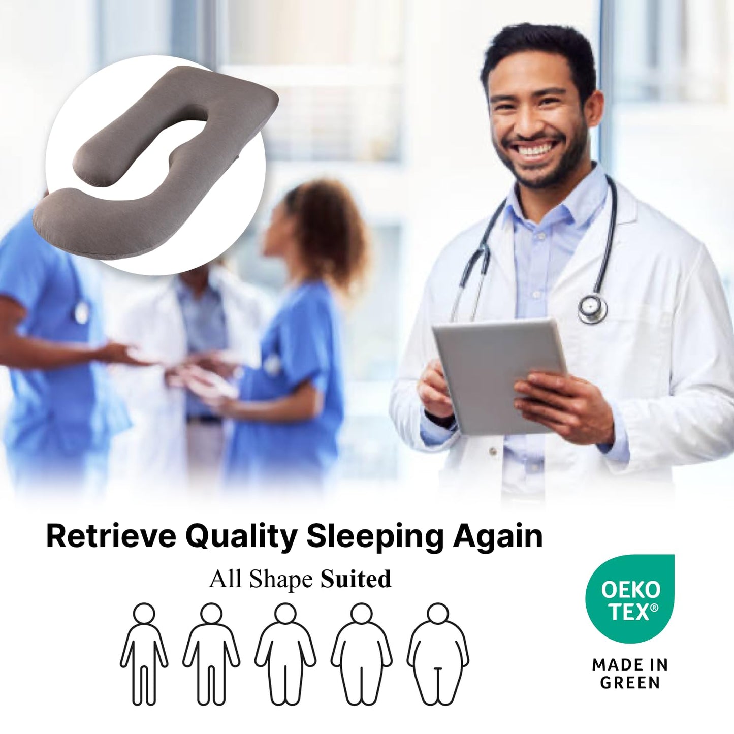ALLOPERA Pregnancy Pillow, Full Body Maternity Pillow 57 inch, with Removable Washable Cover - Sleep Support for Legs, Back, Neck, Shoulder, HIPS, Belly, Velvet Cover-Grey-Dark Blue