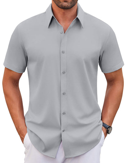 COOFANDY Men's Stretch Dress Shirts Short Sleeve Wrinkle Free Casual Button Down Shirts
