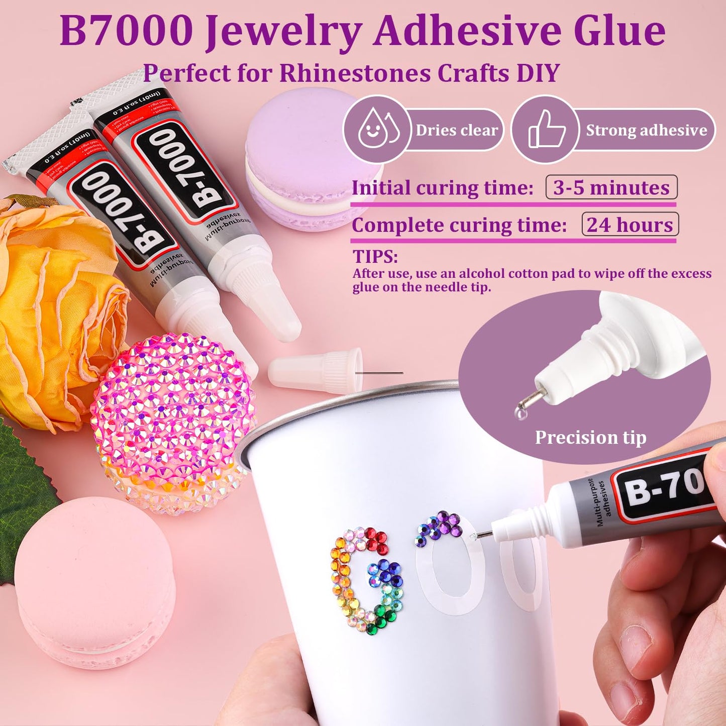 Rainbow Flatback Rhinestones for Crafting and 3PCS B7000 Glue (Set 1), 2 Boxes of 4500 PCS Resin Rhinestones Gems Charms for Bedazzling DIY Crafts Tumblers Shoes Fabric Clothing Nail Art