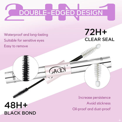 GAQQI Lash Cluster Glue, Waterproof Bond and Seal Lash Glue, Black - 2PCS