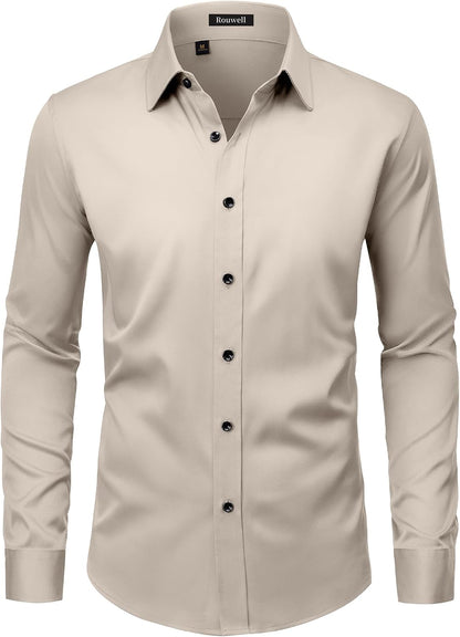 Men’s Wrinkle Free Dress Shirts Regular Fit Long Sleeve Non Iron Business Casual Wedding Stretch Button Down Shirt